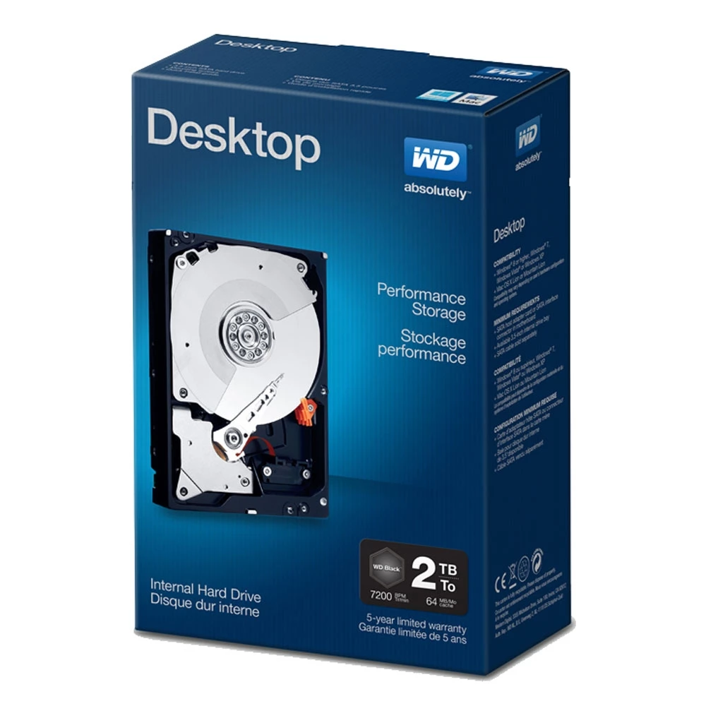 WD Black Performance 2TB 7200RPM SATA III 6Gb/s 3.5" Internal CMR Hard Drive