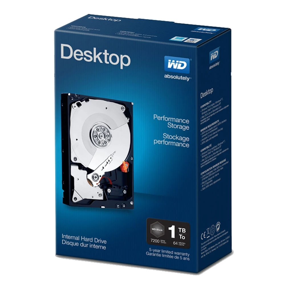 WD Black Performance 1TB 7200RPM SATA III 6Gb/s 3.5" Internal CMR Hard Drive