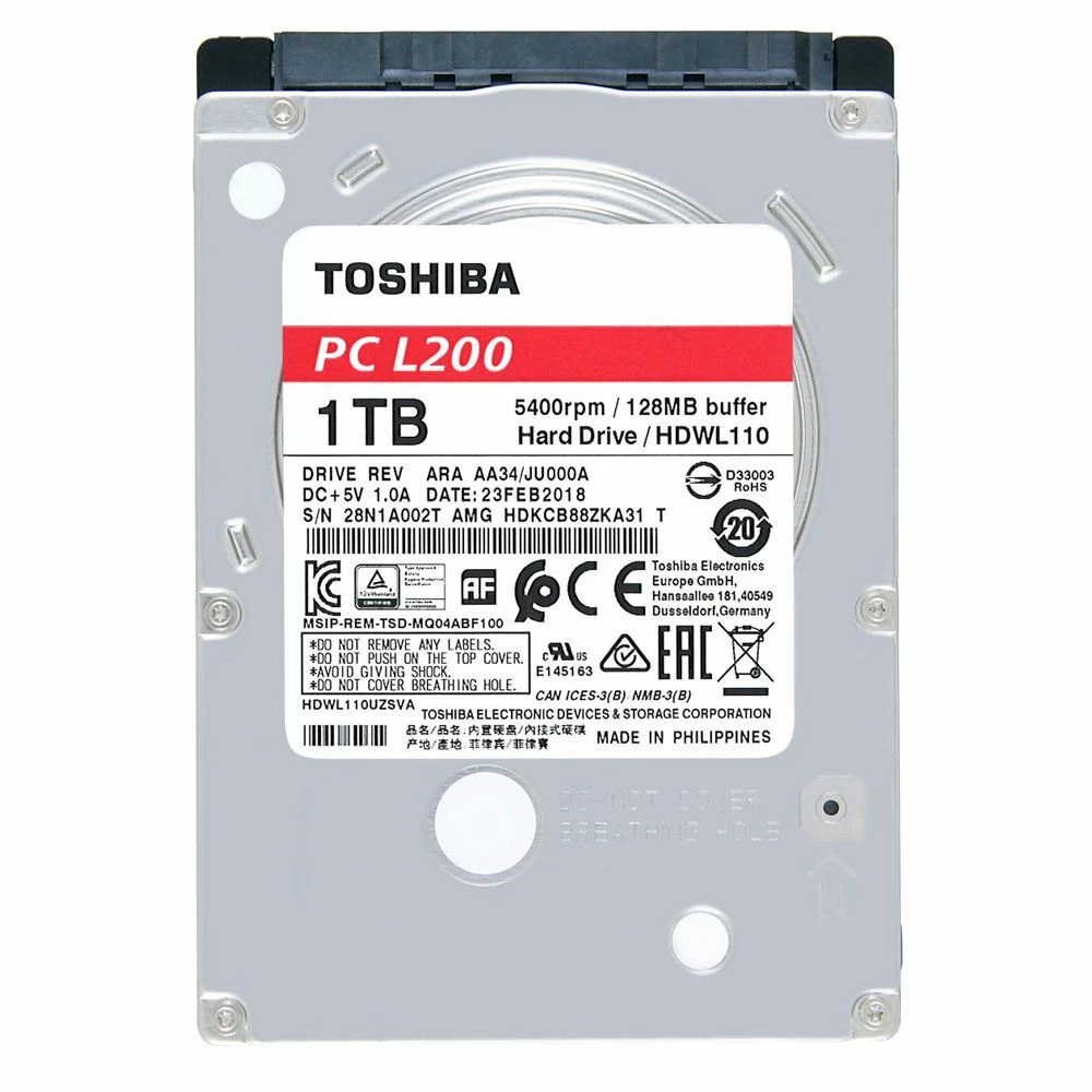 Toshiba L200 1TB 5400RPM SATA III 6Gb/s 2.5" Internal SMR Hard Drive