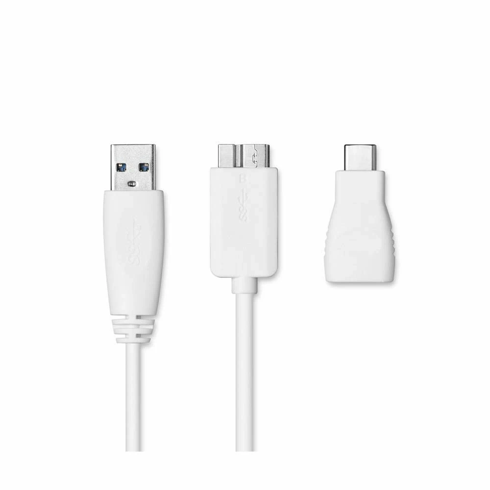 Seagate Backup Plus Slim Ultra 1TB USB 3.1 (Gen 1 Type-A) And USB-C Adapter Tip 2.5" Portable External Exchangeable Tip Hard Drive - White - Image 4