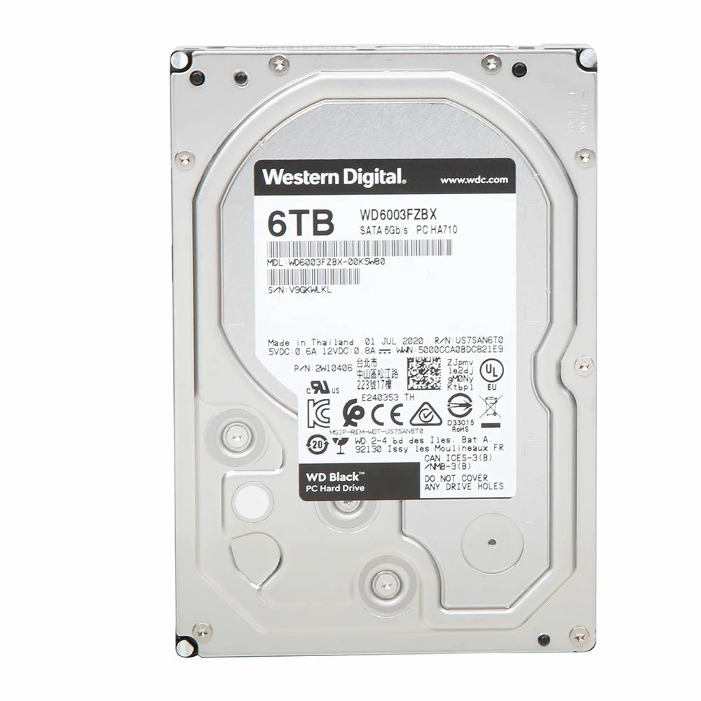 WD Black Performance Drive 6TB 7200RPM SATA III 6Gb/s 3.5" Internal CMR Hard Drive