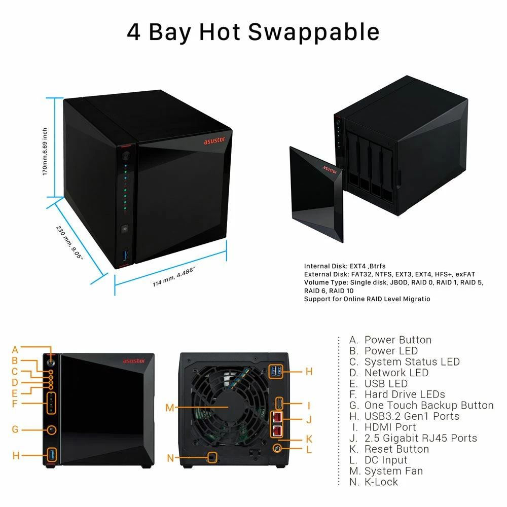 Asustor AS5304T 4-Bay NAS Enclosure - Image 3