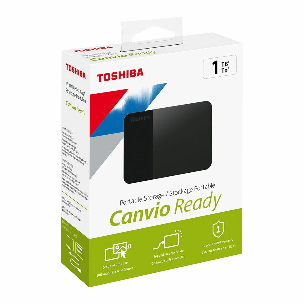 Toshiba Canvio Ready 1TB USB 3.1 (Gen 1 Type-A) 2.5" Portable External Hard Drive - Black - Image 5