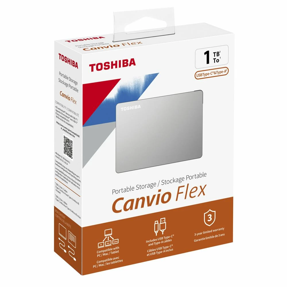 Toshiba Canvio Flex 1TB USB 3.1 (Gen 1 Type-A) And USB 3.1 (Gen 1 Type-C) 2.5" Portable External Hard Drive - Silver 7 Toshiba Canvio Flex 1TB USB 3.1 (Gen 1 Type-A) And USB 3.1 (Gen 1 Type-C) 2.5" Portable External Hard Drive - Silver - Image 5
