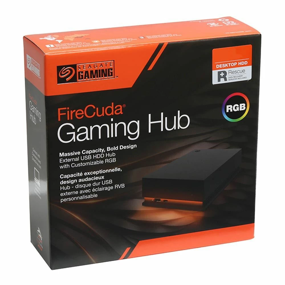 Seagate 8TB FireCuda Gaming Hub External Hard Drive HDD - USB 3.2, Customizable RGB LED Lighting, Dual Forward-facing USB For Desktop PC With Rescue Services (STKK8000400) - Image 5