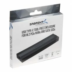 Sabrent USB 3.2 Type-C Tool-Free Enclosure For M.2 PCIe NVMe And SATA SSDs (EC-SNVE)