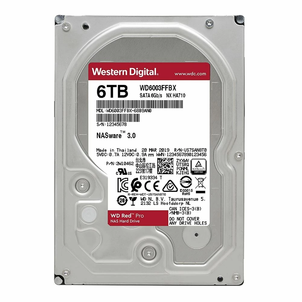 WD Red Pro 6TB 7200RPM SATA III 6Gb/s 3.5" Internal NAS CMR Hard Drive