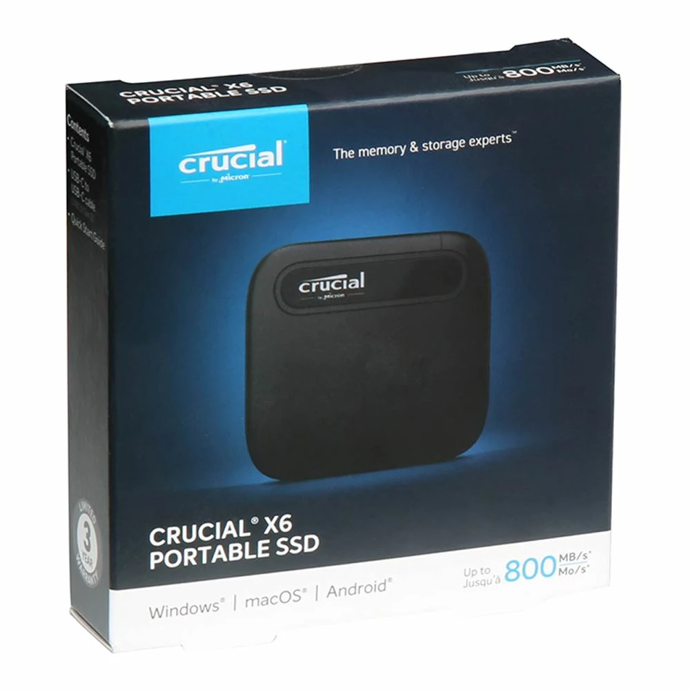 Crucial X6 2TB Portable SSD USB 3.2 Gen 2 USB-C External Solid State Drive - CT2000X6SSD9 - Image 2