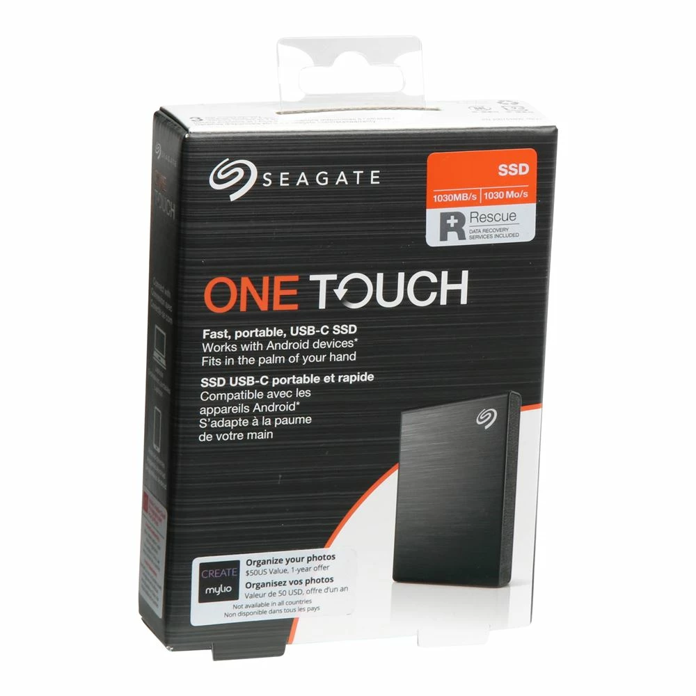 Seagate One Touch 500GB USB 3.2 Gen 2 Type-C External Portable SSD With Rescue Data Recovery Services - Black - Image 5